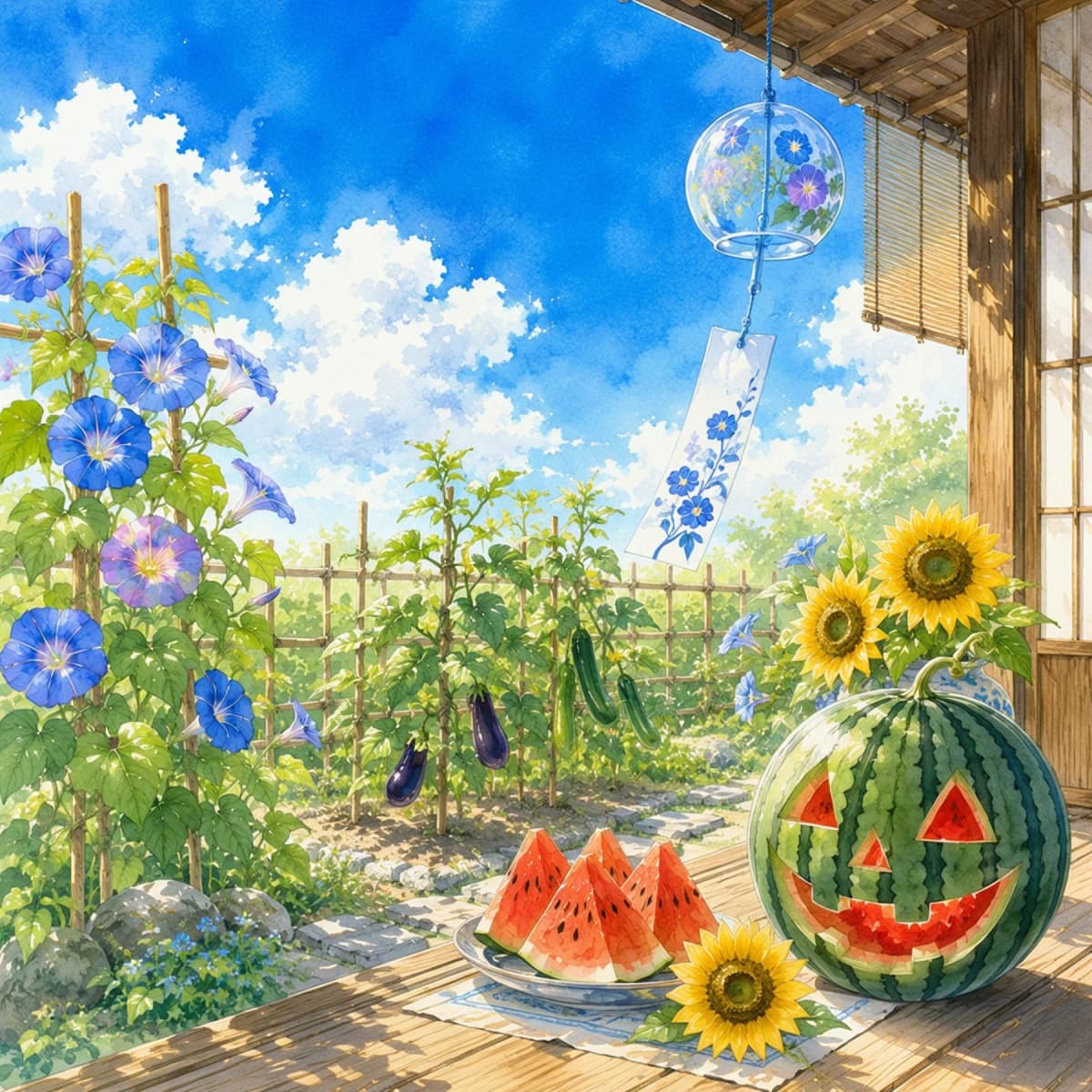 スイカおばけ 夏を楽しむ - N.あつめ(Xでは夏芽藍) | ArtNow